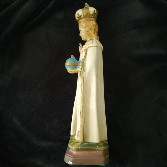 Vintage Infant of Prague Statue Child Jesus Statue Chalkware Figure 17 Inches - Picture 3 of 11